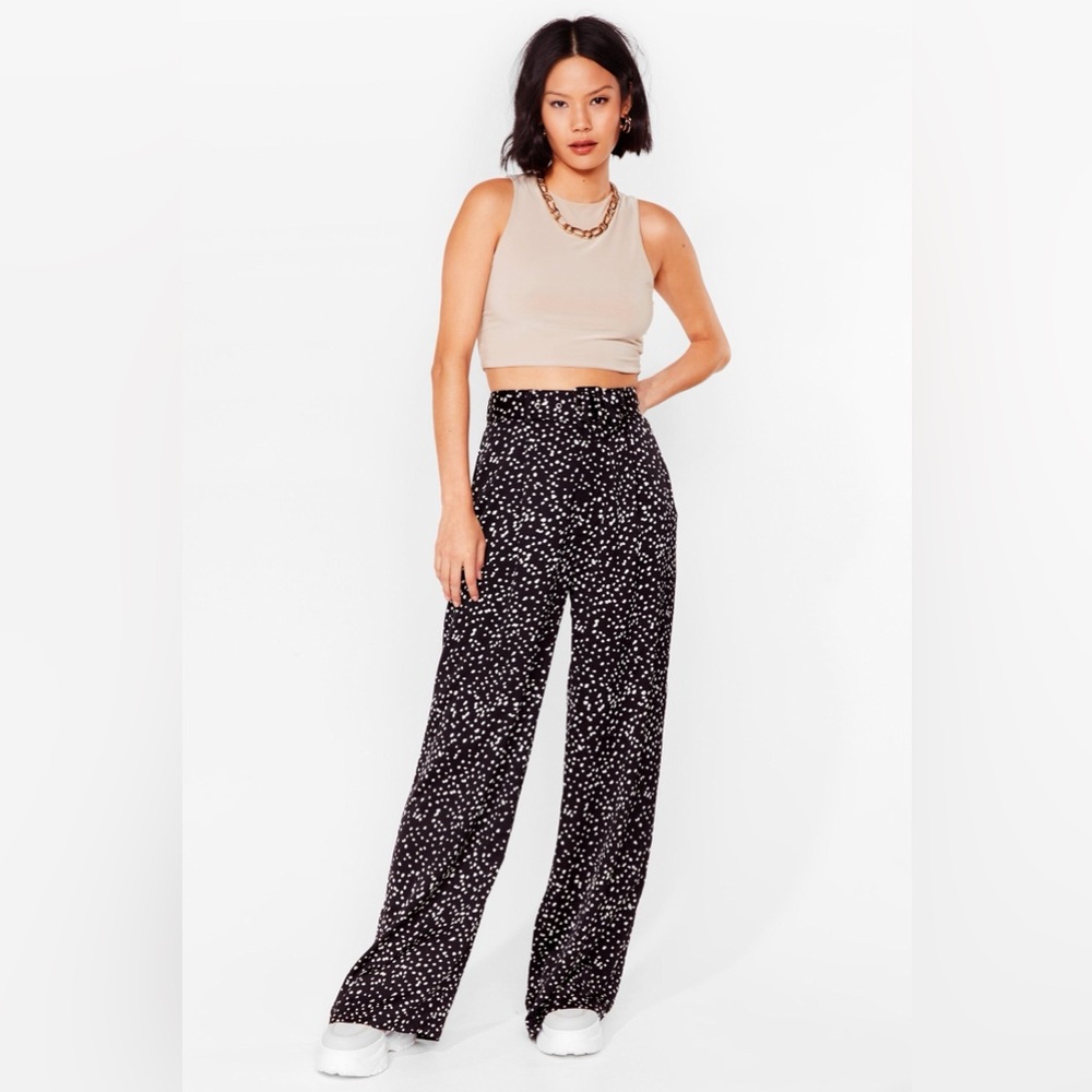Nasty Gal Black and White Wide Leg Pants